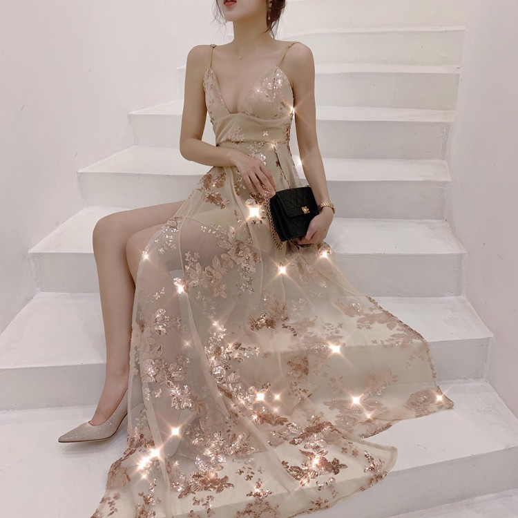 Vanisa Dress 柔軟V領雙色連身裙 - Navy 海藍色 (CB552)