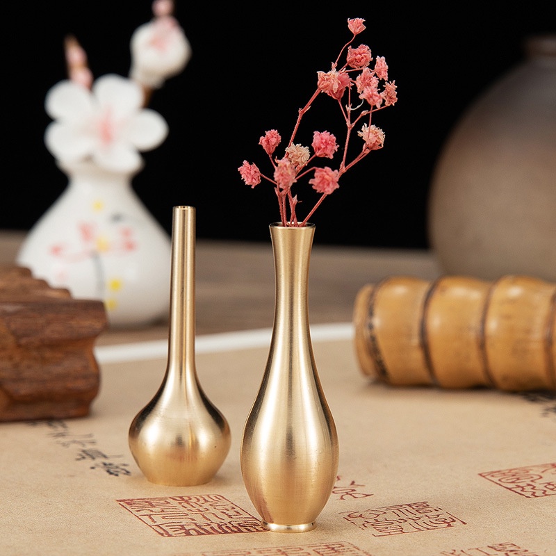 純銅迷你小花瓶擺件桌面銅花瓶裝飾仿古花器金屬客廳插花創意擺設| 蝦皮購物