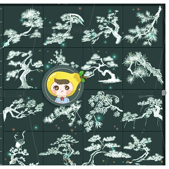 筆刷---procreate筆刷ps筆刷傳統古典松樹水墨畫雲松國畫中式松枝裝飾樹 | 蝦皮購物