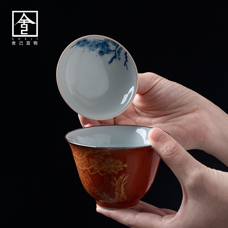 舍己宜物景德鎮手繪三才蓋碗單個茶杯不燙手泡茶碗功夫茶具套裝 | 蝦皮購物