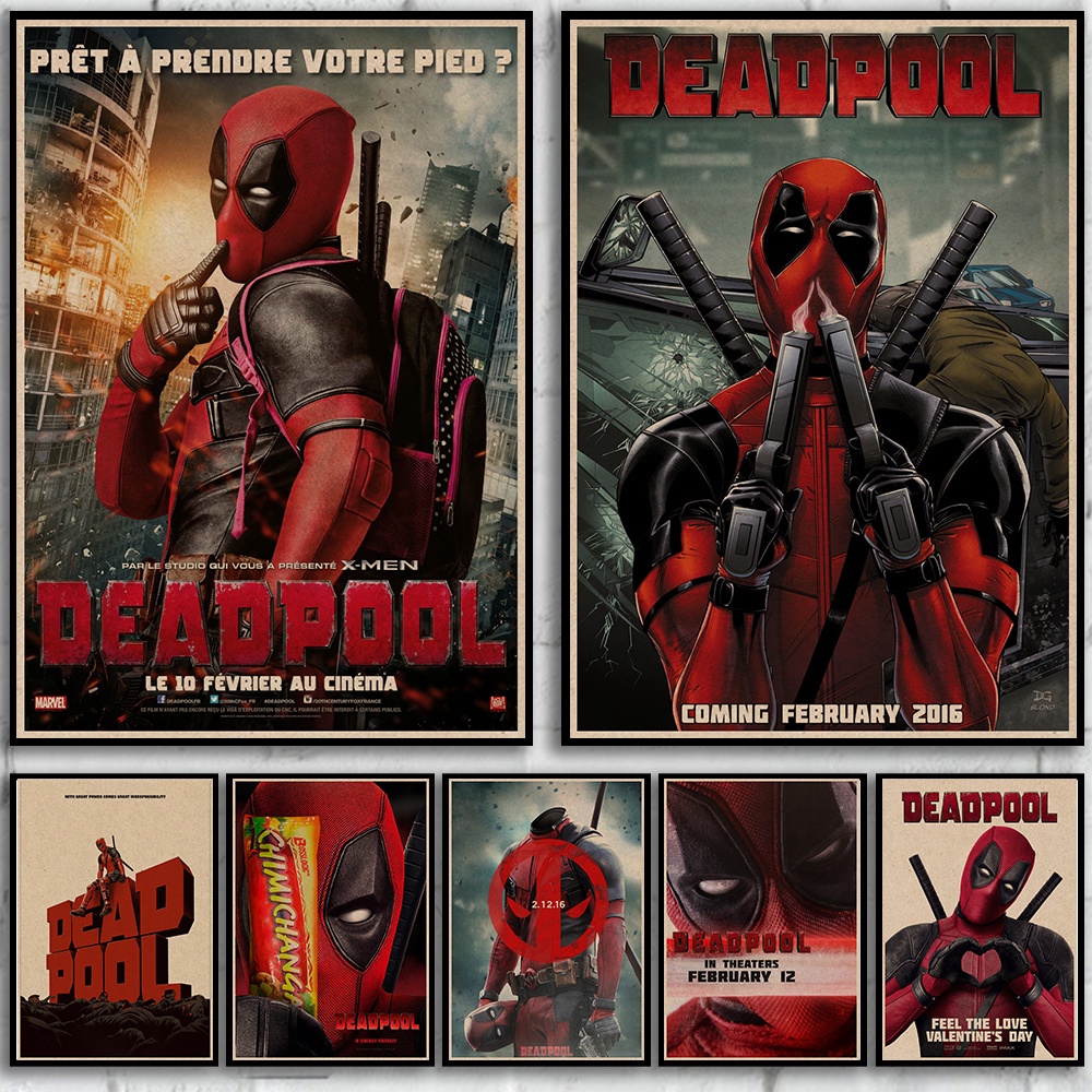 喜劇科幻冒險電影 惡棍英雄：死侍Deadpool 卡通漫畫電影 懷舊宿舍牛皮紙海報 3張起出貨 | 蝦皮購物