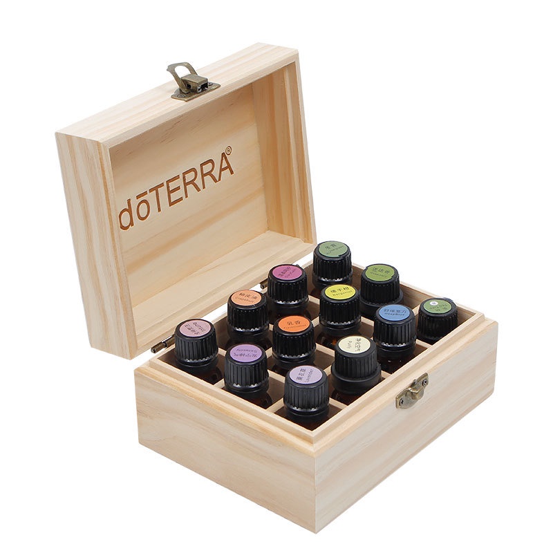 多特瑞12 格Doterra 木箱和木架, 用於10-15ml 精油儲存5ml 10ml 15ml