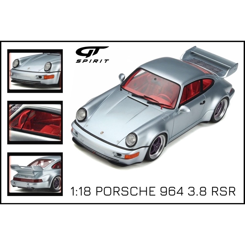 GT SPIRIT 1/18 Porsche 911(964) RSR 3.8 Polar Silver (GT837