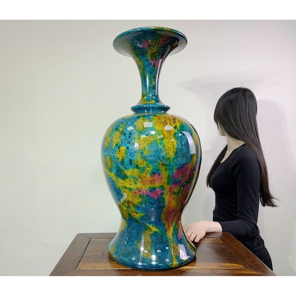 合雅藝品W96 台灣花東【七彩玉花瓶】花東原石原礦花蓮花瓶圓瓶寶瓶葫蘆