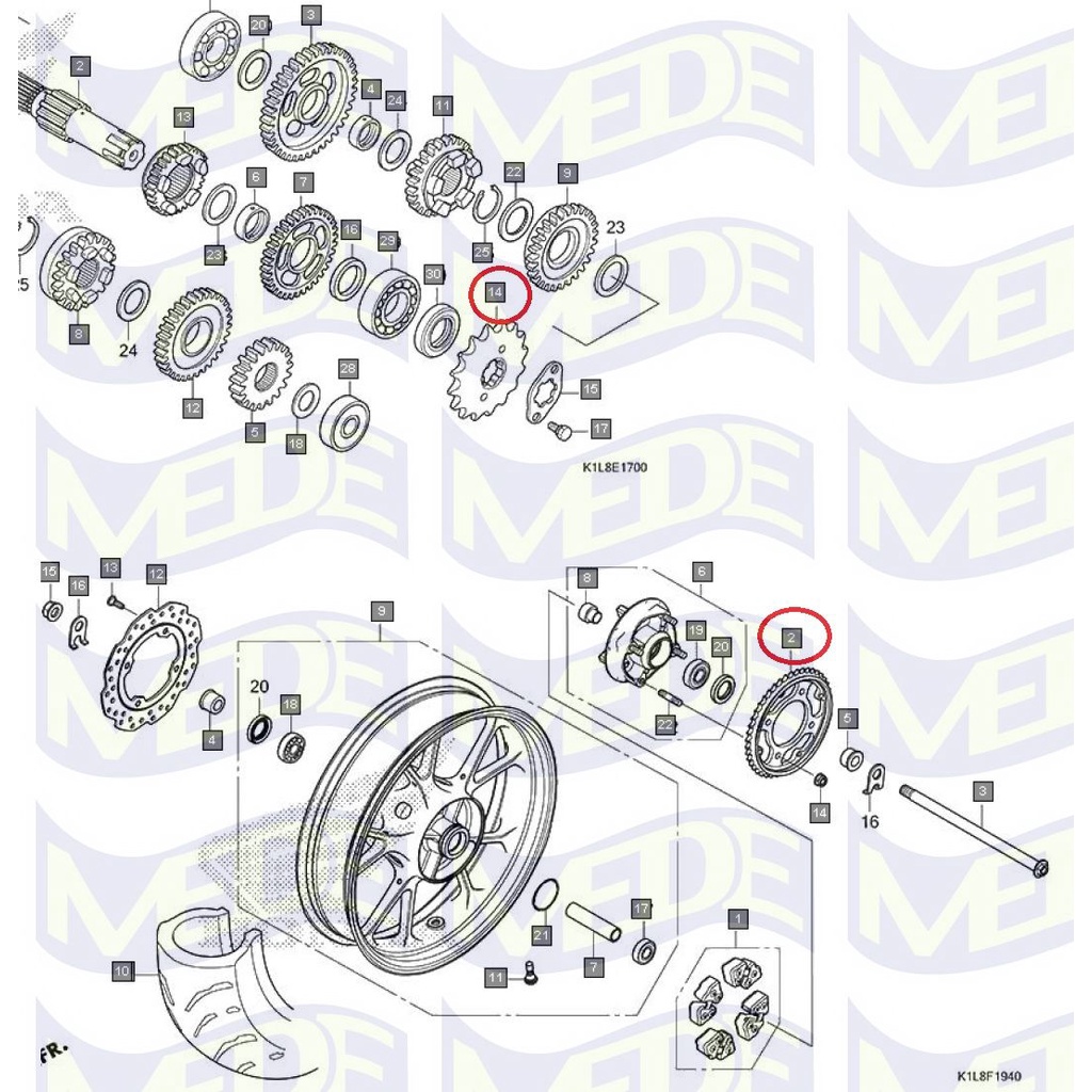 MEDE Honda 2.0 印度版 迷你黃蜂 前齒盤 前齒 後齒 後齒盤 鍊條 CB200X 通用 蝦皮購物