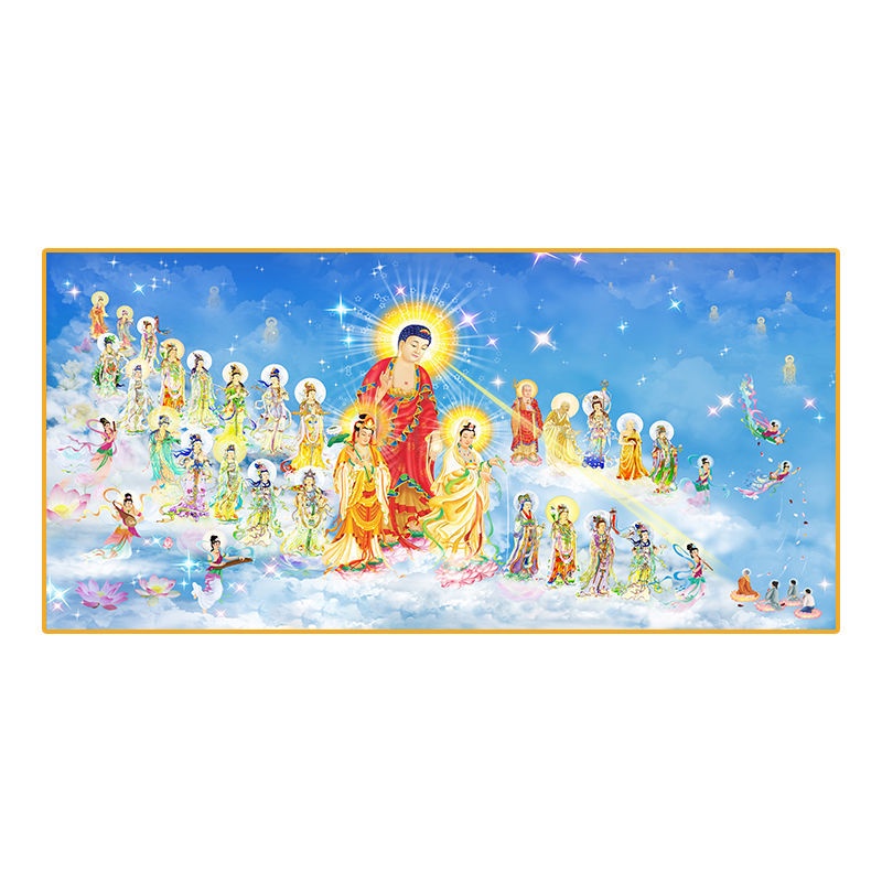 (訂金咨詢聊聊）⏰上新⏰接引圖阿彌陀佛西方極樂世界接引西方三圣接引圖高清莊嚴晶瓷掛畫jessica | 蝦皮購物