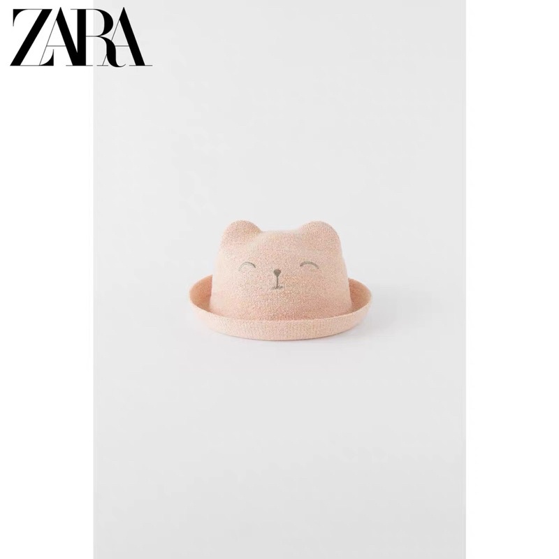 Zara 童帽耳朵造型刺繡笑臉頭圍50cm/1-3T 52cm/3-5T 全新吊牌未剪