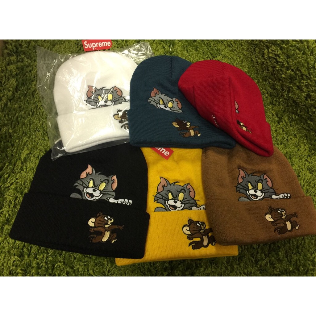 全新限量免運supreme 16FW Tom Jerry Beanie 湯姆貓與傑利鼠冷帽針織帽