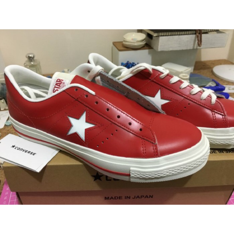 全新CONVERSE ONE STAR J OX 皮革經典紅白日本製US8.5 木村拓哉all