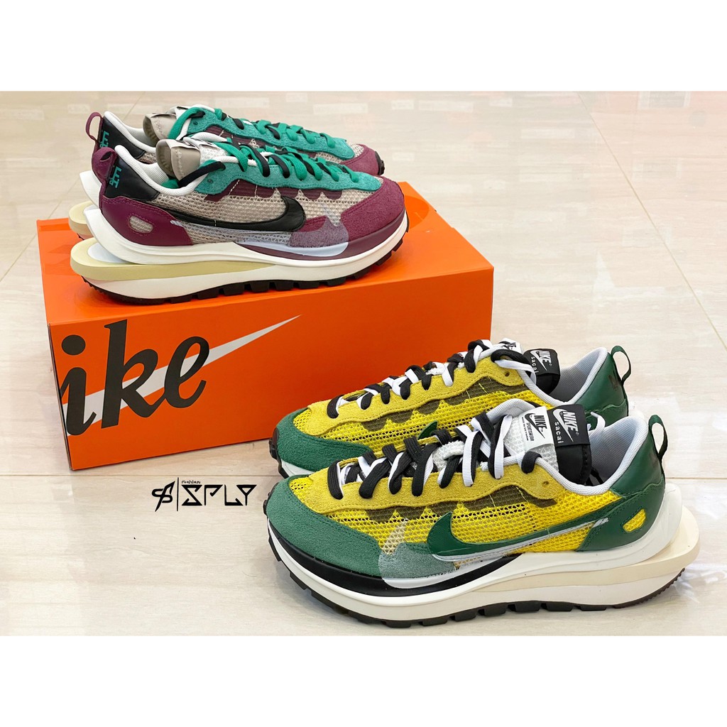 Fashion SPLY】Sacai x Nike Vaporwaffle 黃綠CV1363-700 / 酒紅200