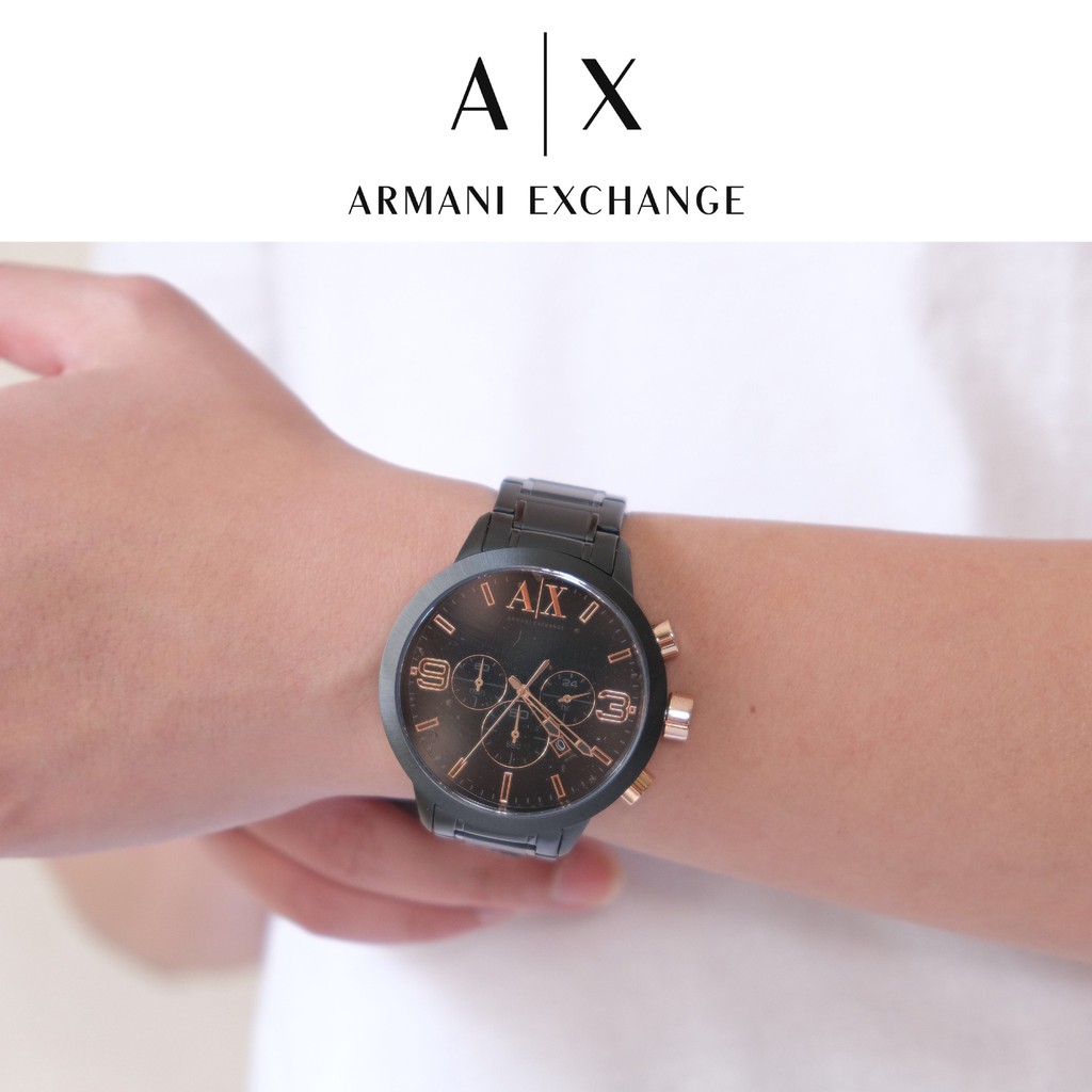 Ayllon】Armani Exchange AX 鋼錶帶玫瑰金婁空數字三眼計時AX1350 男錶