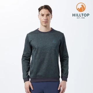 【Hilltop山頂鳥】男款吸濕快乾保暖圓領刷毛衣H51MI2綠