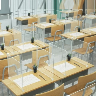 ⌘桌面隔板⌘現貨 學生課桌隔板防飛沫擋板辦公桌面屏風隔斷食堂防疫透明隔離分隔板