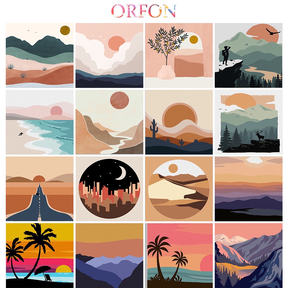 【ORFON】日出太陽 小尺寸20*20cm 兒童畫 多款可選數字油畫 簡單繪畫diy | 蝦皮購物