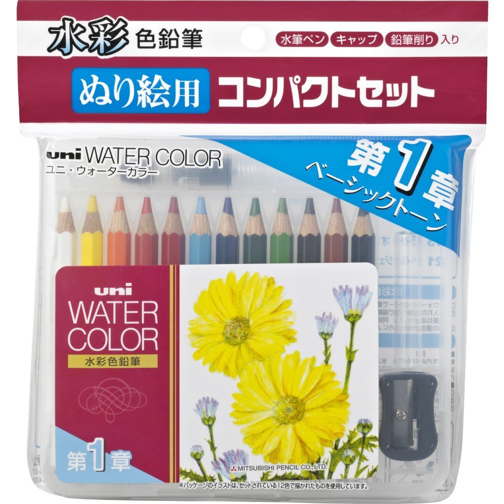茉莉生活】日本uni 水彩色鉛筆第1章附水筆削筆器三菱鉛筆| 蝦皮購物