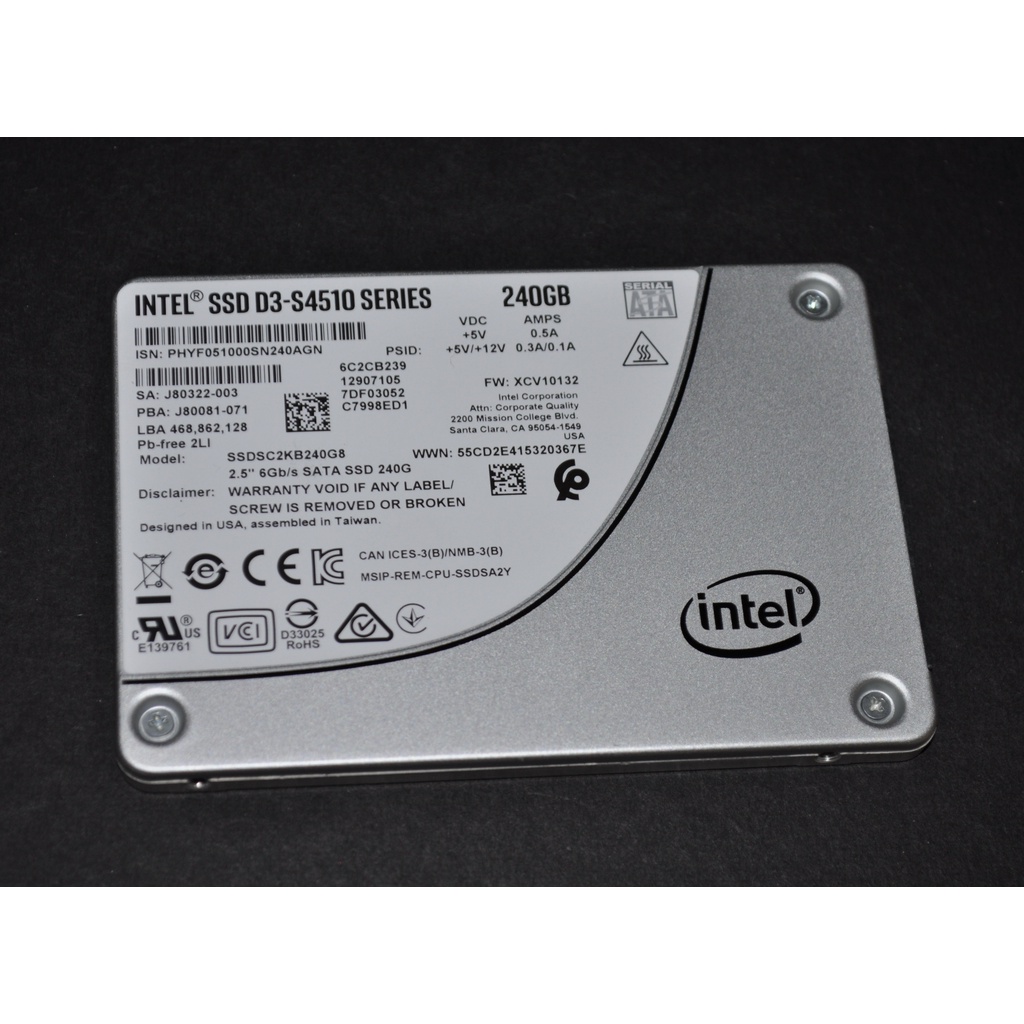 庫存新品 Intel SSD D3-S4510 240G 2.5吋 伺服器/企業級 固態硬碟 原廠保至2026年5月6日
