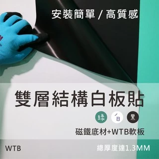 【WTB雙層結構】磁性雙層軟 白板/質感綠/霧面黑  磁面+磁鐵底材