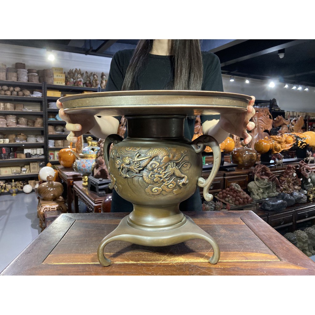 山陽 銅花瓶 水仙盤 鯉 - 工芸品