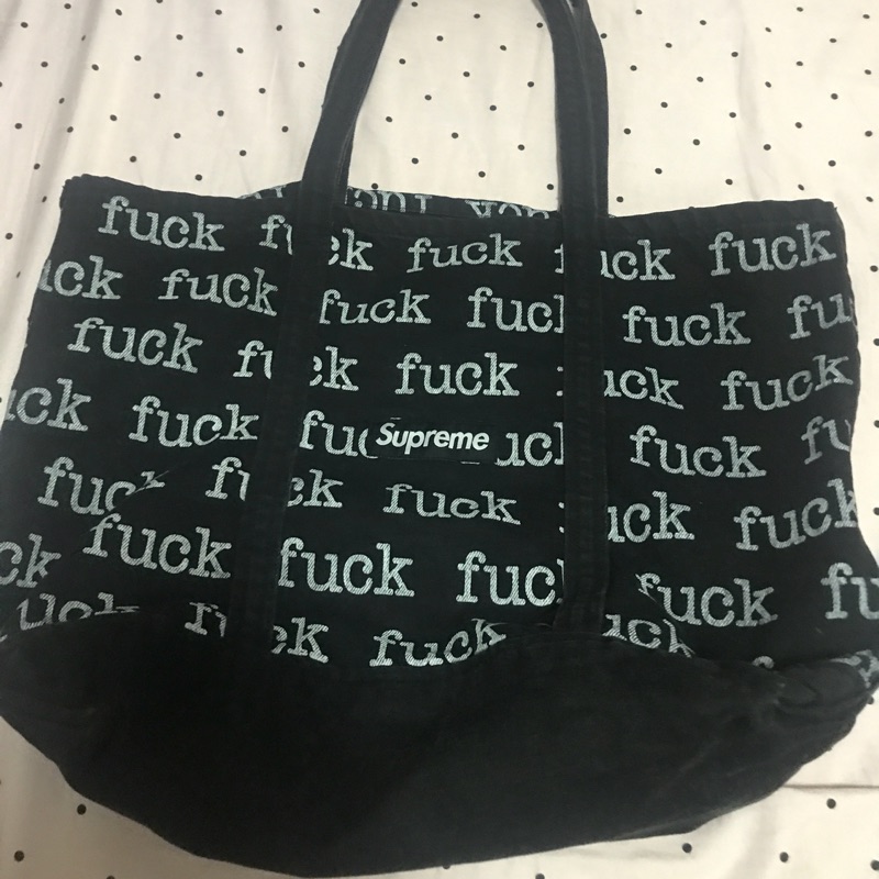 13SS SUPREME Fuck design Denim Tote bag - トートバッグ