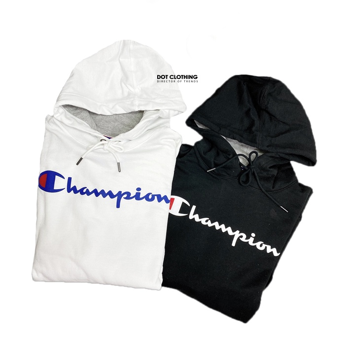 Champion Fleece Large Logo Hoodie 美版內裏刷毛黑白刺繡連帽帽T DOT