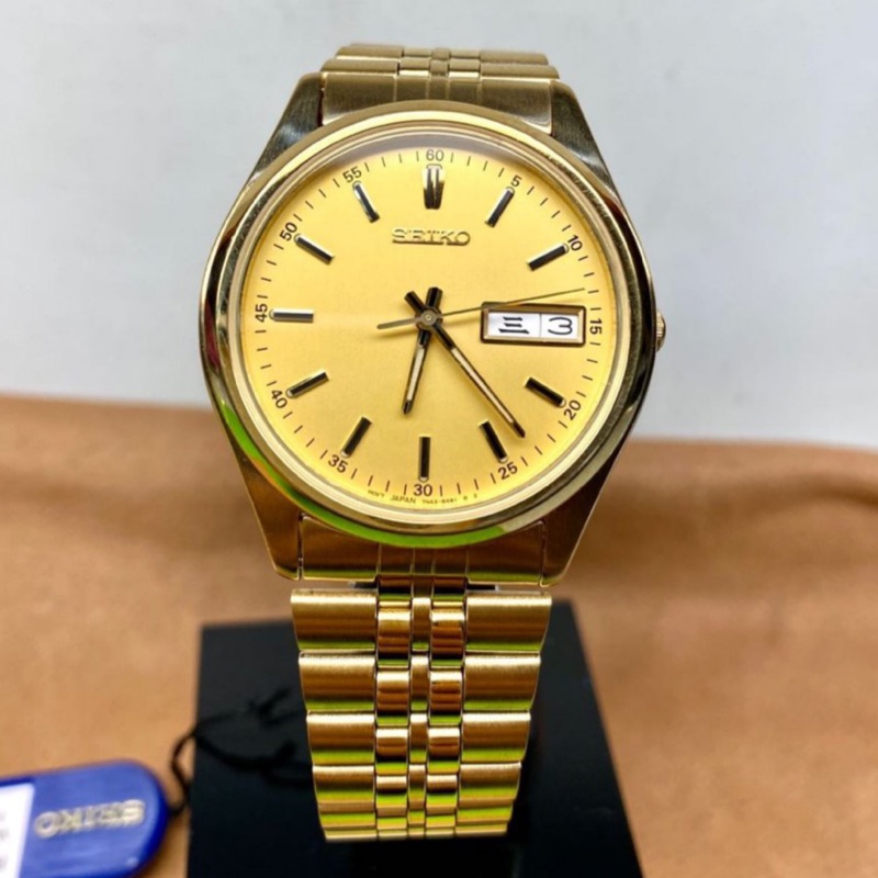 日本製vintage SEIKO 精工錶day-date古董錶極簡老款包金石英錶復古7N43