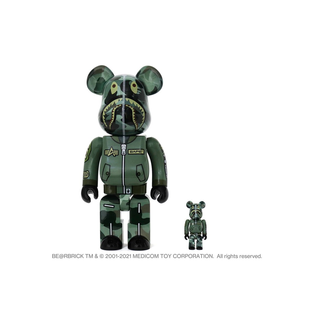 日貨代購CITY】BAPE X ALPHA BE@RBRICK 100% & 400% SET 聯名公仔較長