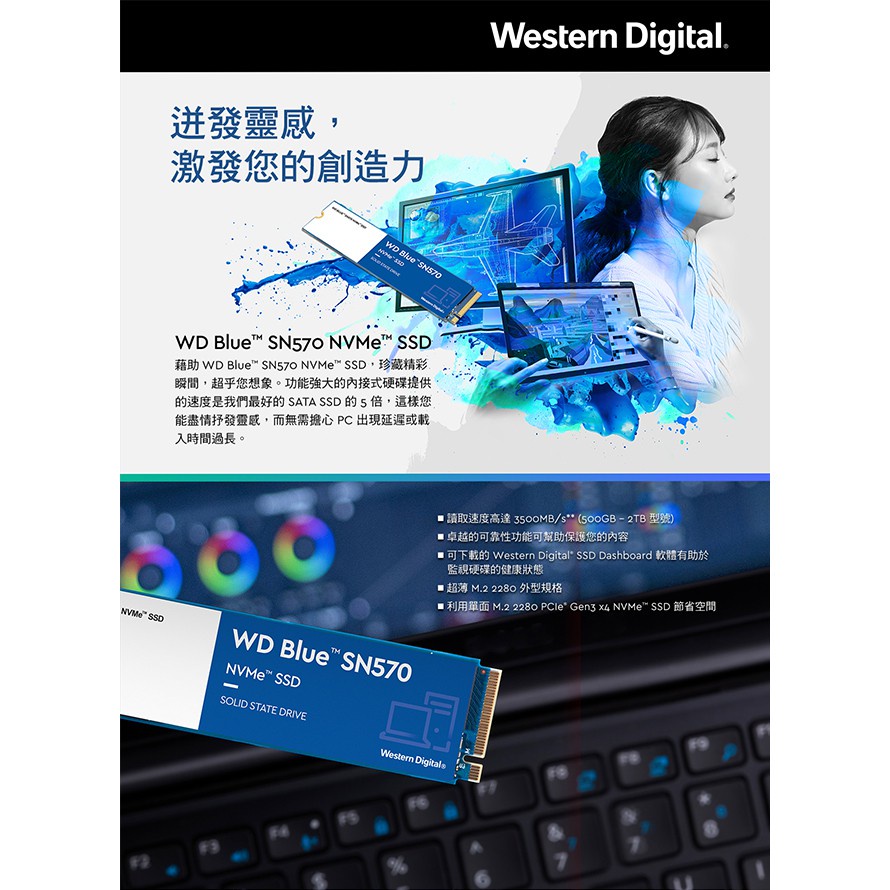 WD威騰藍標SN570 M.2 PCIe 2280/ NVMe/SSD固態硬碟/原價屋| 蝦皮購物