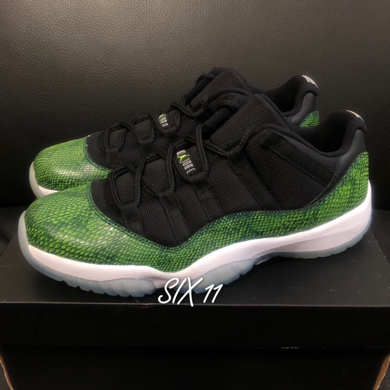 SIX@NIKE AIR JORDAN 11 RETRO LOW SNAKE 黑綠蛇蛇紋528895-033 | 蝦皮購物