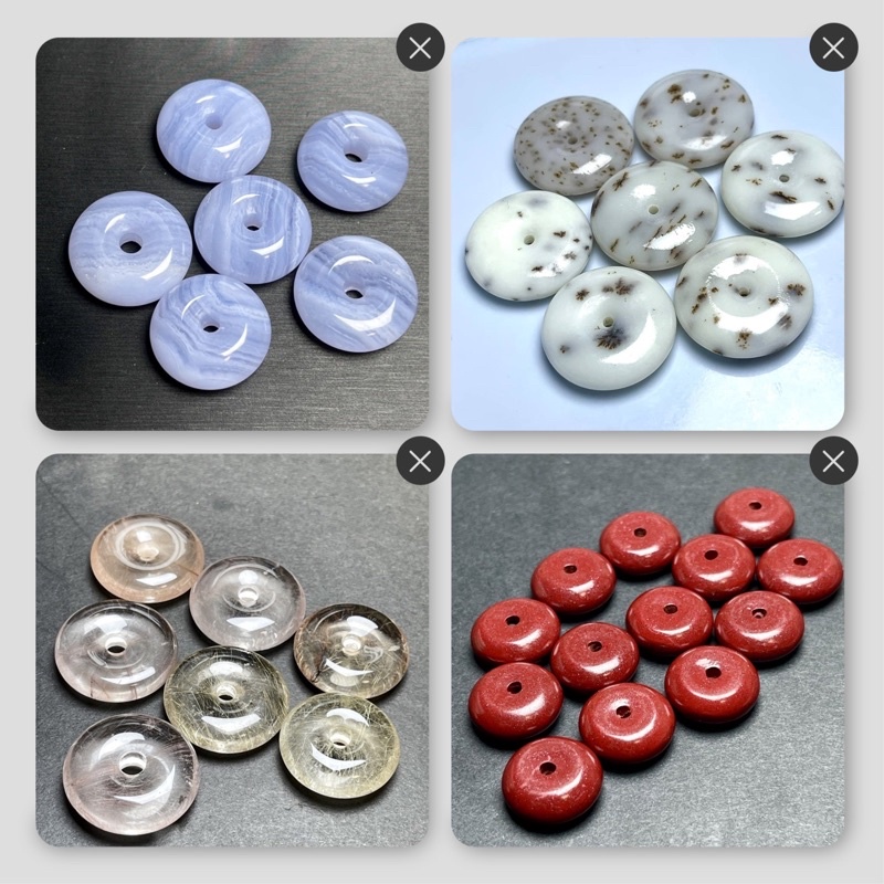 J007 平安扣合集珊瑚玉平安扣翡翠平安扣天然藍紋瑪瑙平安扣海藍寶平安