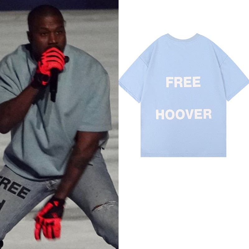 FREE HOOVER 肯爺KANYE WEST X DRAKE演唱會週邊oversized上衣水藍