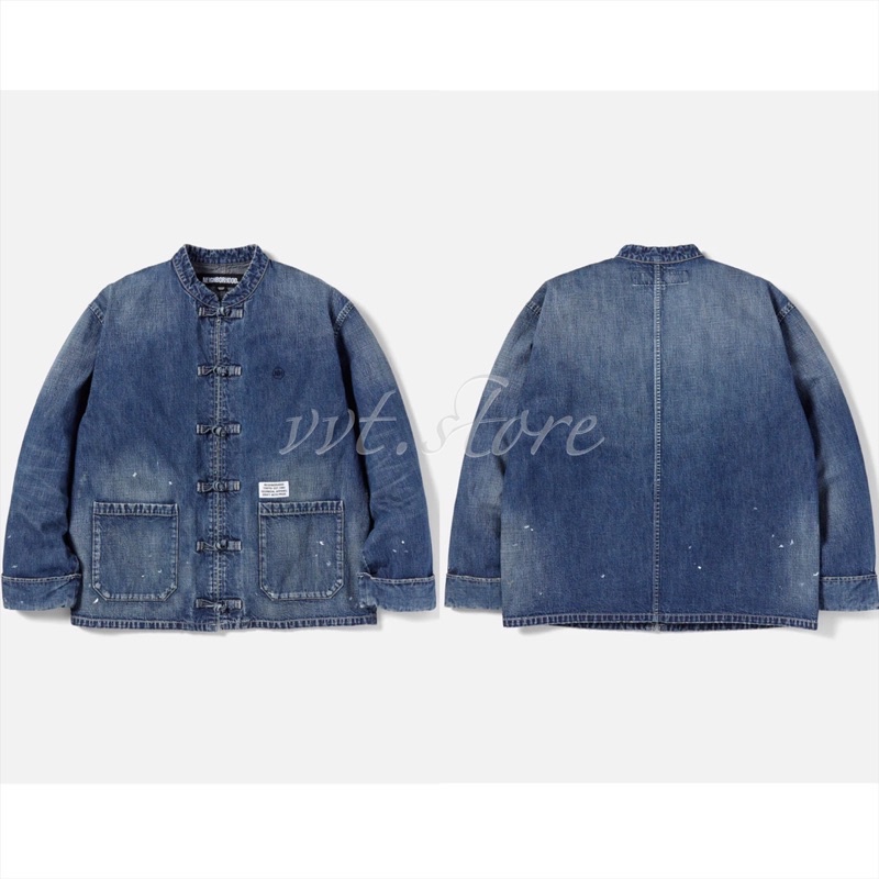 NEIGHBORHOOD 22AW DENIM KF JK . CO 水洗潑墨 唐裝 牛仔外套 夾克