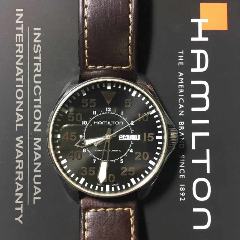 hamilton khaki pilot H64715885咖啡色二手機械表| 蝦皮購物