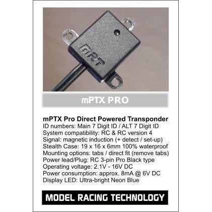 亞丁RC MRT mPTX Transponder 個人計時感應器/適用於MYLAPS AMB系統 | 蝦皮購物