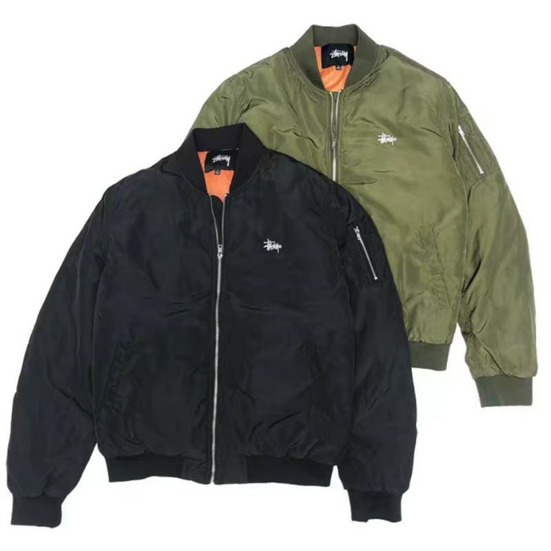 正版Stussy MA-1 空軍夾克外套防寒防風嘻哈饒舌尺寸：剩綠色S/M 黑色完