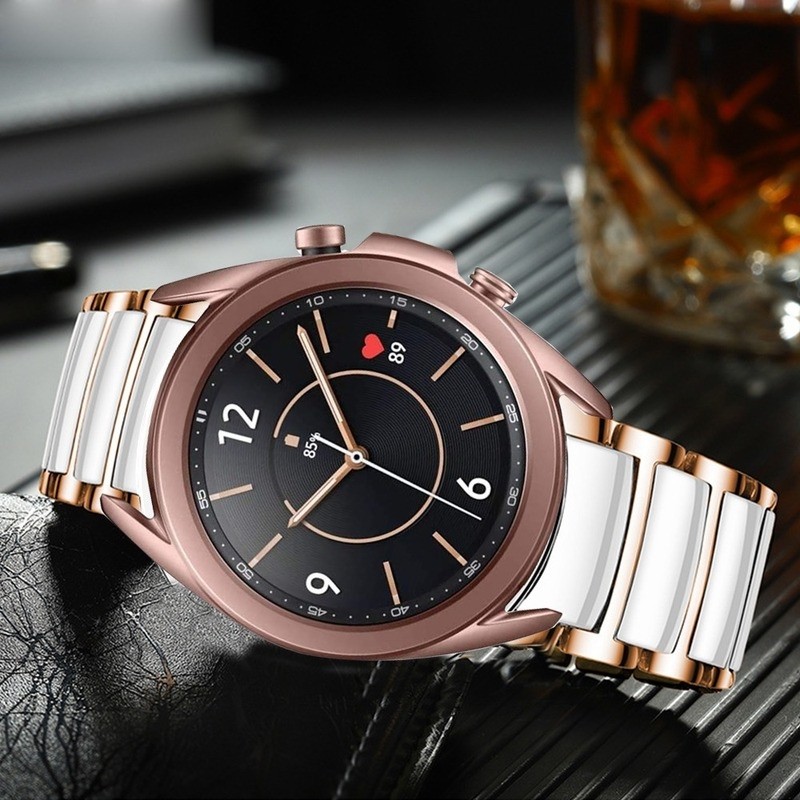 三星Galaxy Watch 3 41mm 45mm 錶帶20mm 22mm 高品質陶瓷不銹鋼商務客