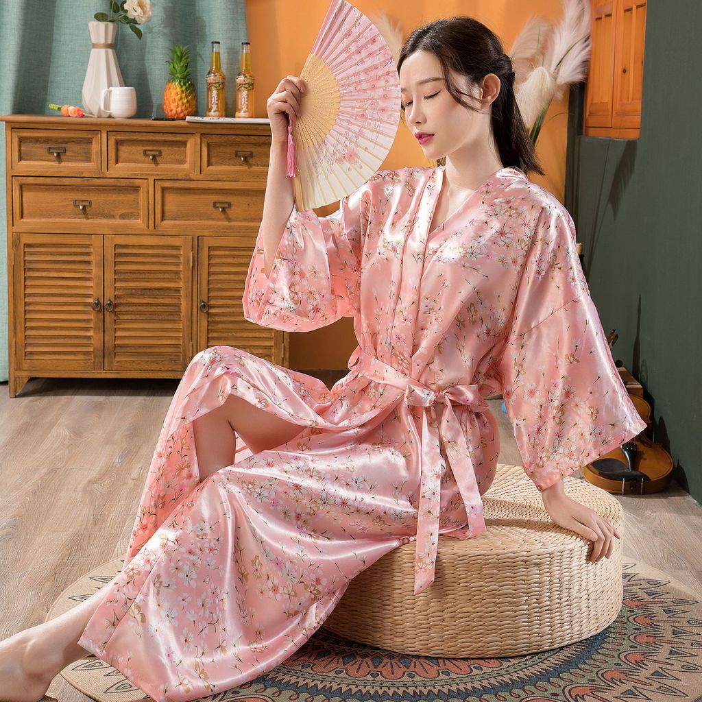 冰絲和服伴娘睡衣睡衣冰絲開衫夏季性感長浴袍 | 蝦皮購物