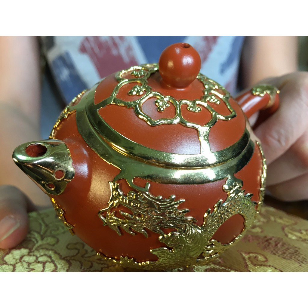 正規品販売！ 聚寶齋*紫砂細密彫*金蟾壺】茶壺 茶道具 茶道聖品 中国時代美術 施釉陶