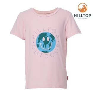 【Hilltop 山頂鳥 】童款 Polygiene 抗菌吸濕快乾地球圖案T恤 PS04XC17-粉