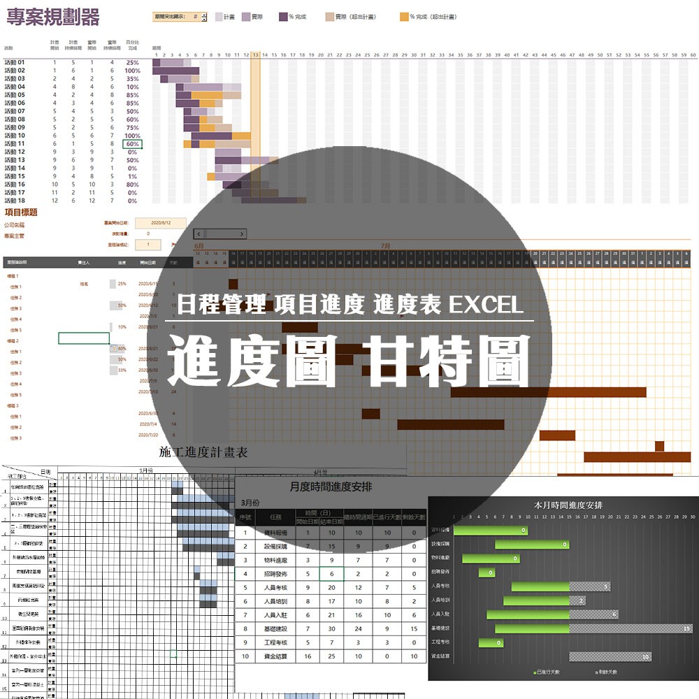 甘特圖 計劃項目 指標業績 工作施工計畫進度表 里程碑任務日程表 Excel模板 | 蝦皮購物