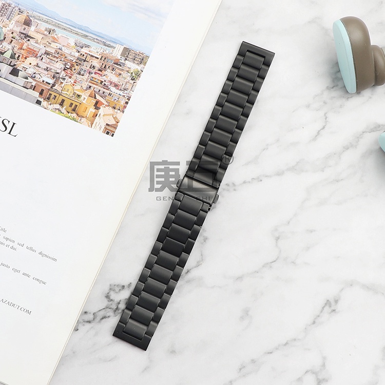 SPGUARD Edelstahl-Armband Für Fossil Gen 5 – Schwarz, Massiv, Verstellbar, Mit Faltschließe
