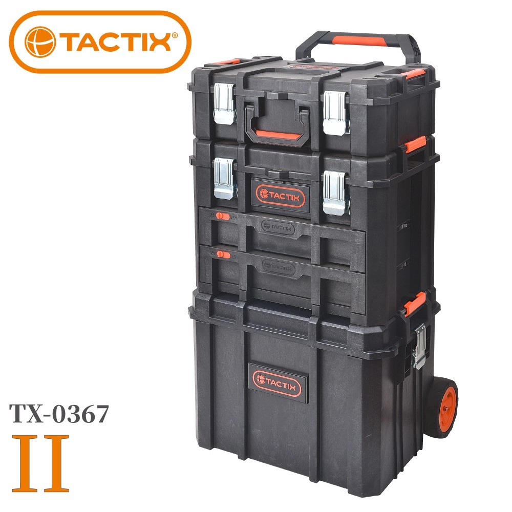 TACTIX TX-0367 移動工具箱工具推車可堆疊工具箱拉桿工具箱二代可分離
