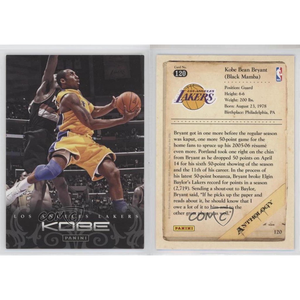 KOBE BRYANT 2012-13 Panini Anthology Card 黑曼巴科比#120 | 蝦皮購物