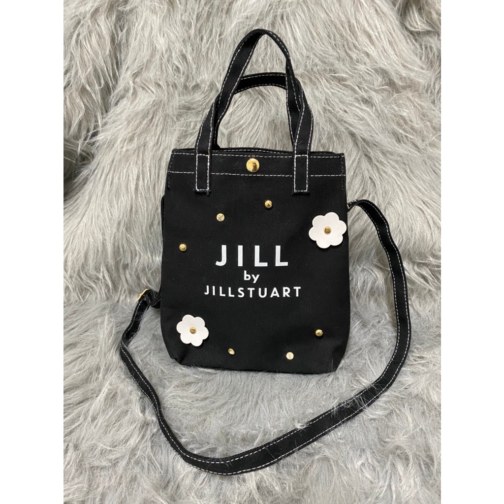 全新品~日本jill by jillstuart 2WAY FLOWER可愛花朵鑲鑽帆布2 way