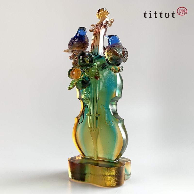 琉園 tittot 瑠璃ガラス チャイニーズクリスタル 置物 - インテリア小物