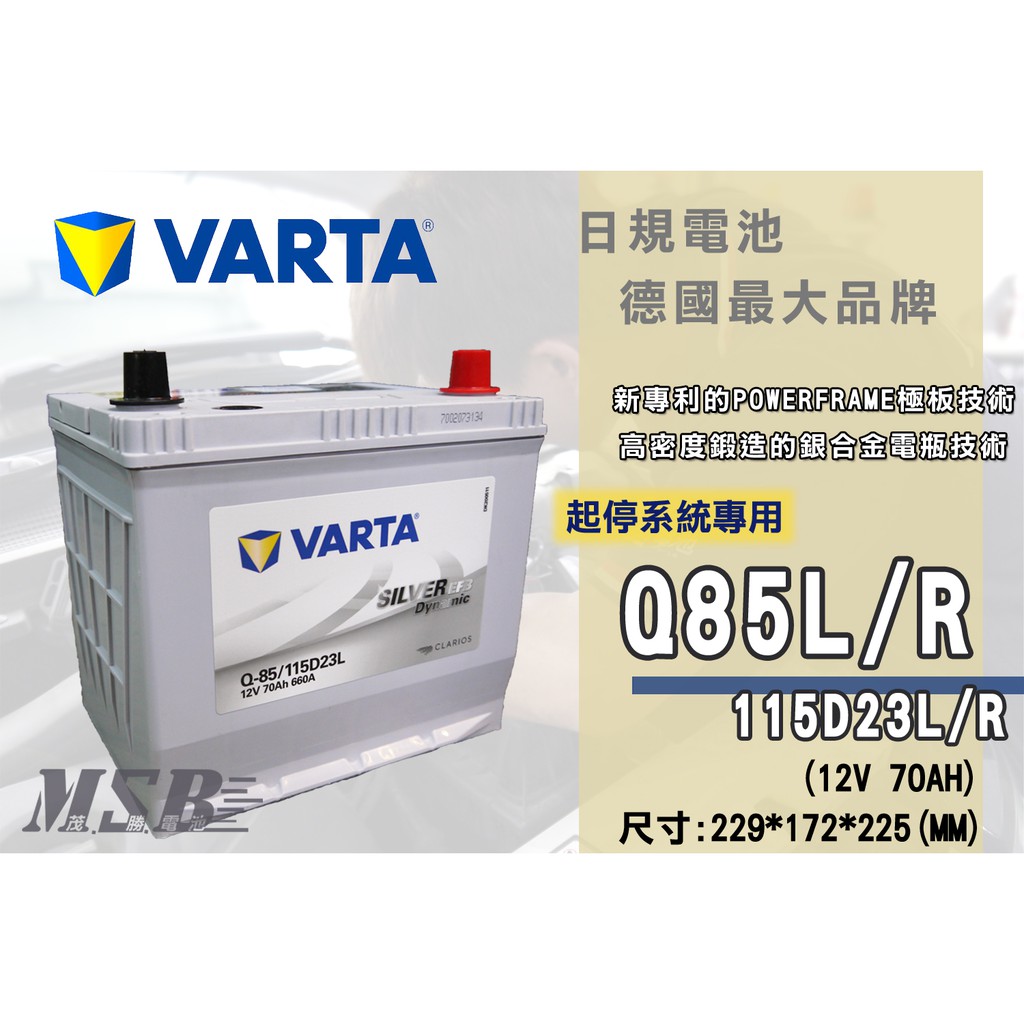 【茂勝電池】NEW VARTA Q85L/R 115D23L/R EFB 起停電池 華達 進口 免加水 銀合金 德國品牌