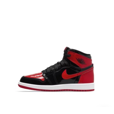 現貨]沃皮斯Jordan 1 Retro High OG Bred Patent 特殊漆皮黑紅童鞋中童