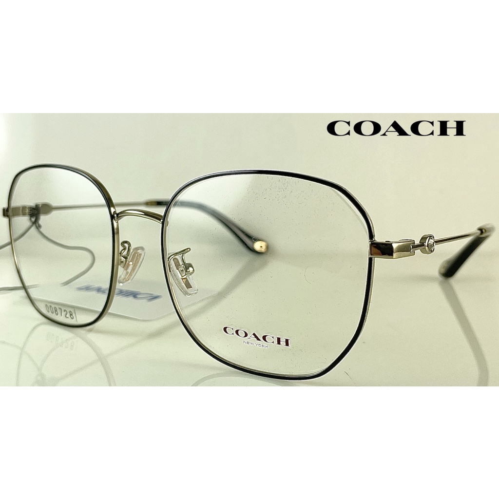 ☆高雄眼鏡站☆全新正品 COACH HC5143BD 9346（Light Gold/Black)銀色滾黑框面多邊大框款