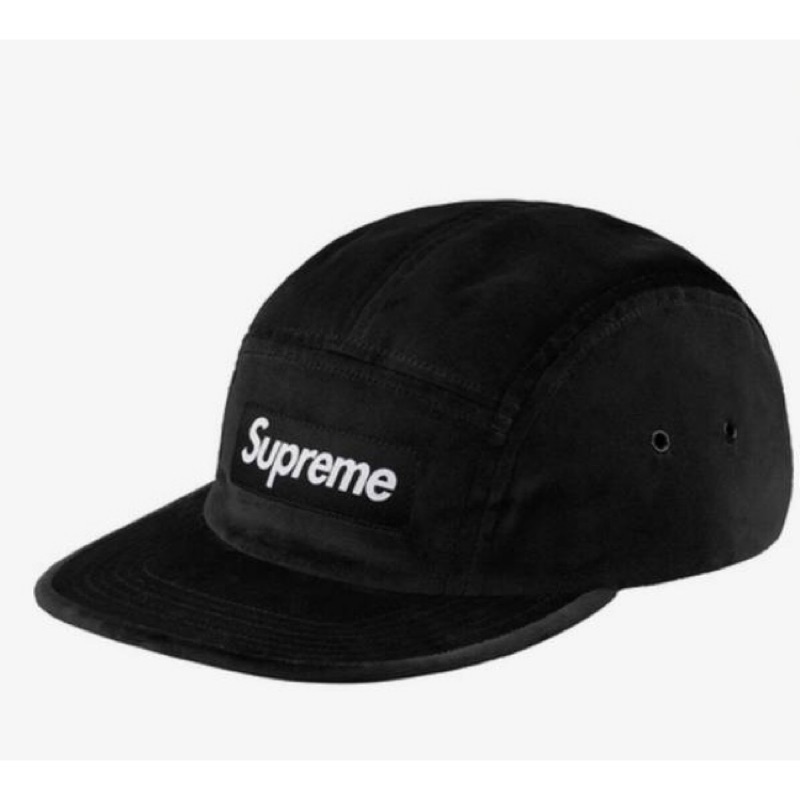 Supreme Velvet Camp Cap Black/Supreme box logo 5分割帽黑| 蝦皮購物