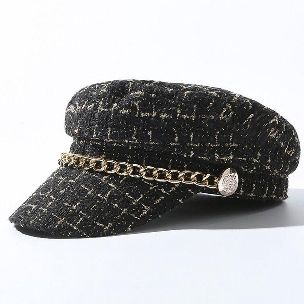 TOPI KAPTEN KOTAK-KOTAK RANTAI LOGAM | 蝦皮購物