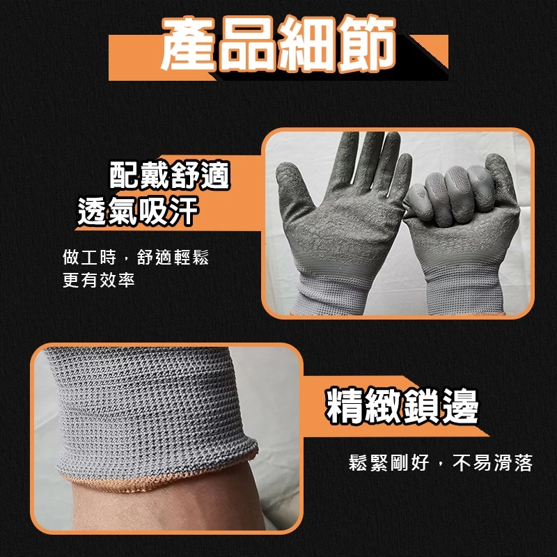 【雷神尼龍皺紋手套】台灣現貨 NBR 丁腈橡膠 工業手套 防滑手套 止滑耐磨手